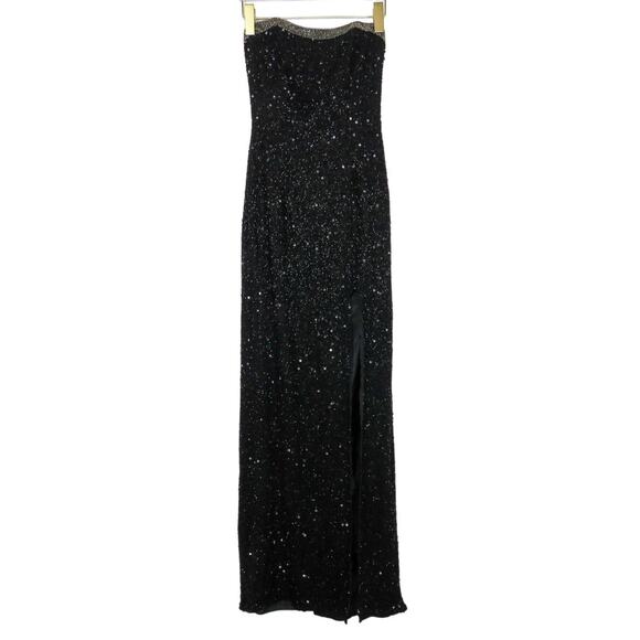 Panoply Atlanta Black Strapless Beaded Sequin Maxi Dress Prom Gown 10 Sparkly - Picture 10 of 10